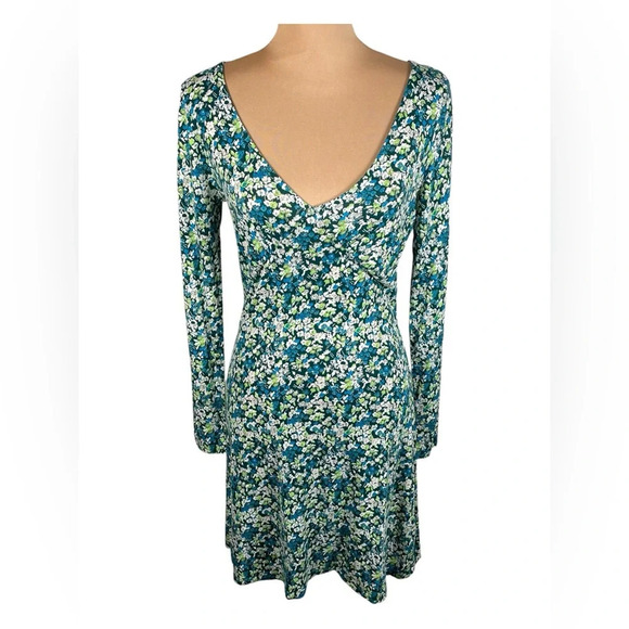 BP Womens Green Moss Hannah Kate Dress Size Small Floral Print Long Sleeve - Picture 3 of 9
